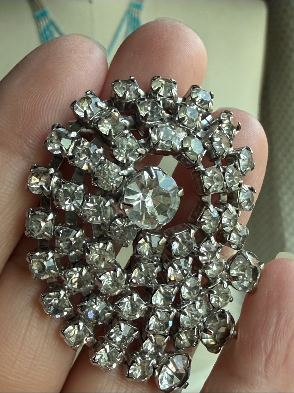 Crystal Cluster Brooch - Clear Rhinestone Statement Pin